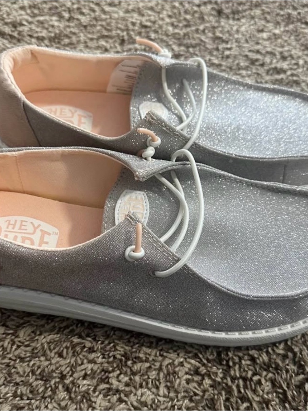 Hey Dude Silver Glitter Wally Slip-On Sneakers
